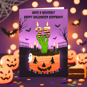 Grattis på 25-års Halloween födelsedagen Skräckkak Kort