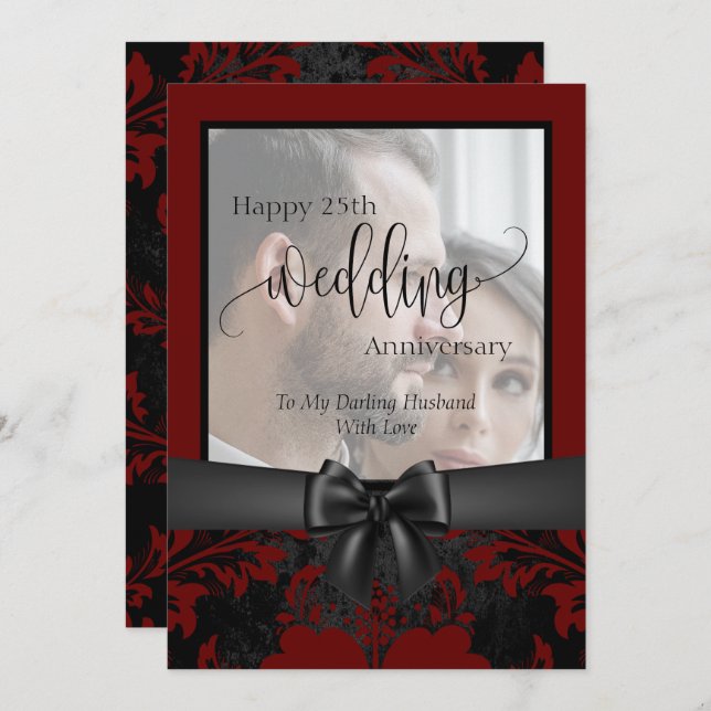 Grattis på 25-årsdagen för bröllopet traditionell  inbjudningar (Fram/baksida)