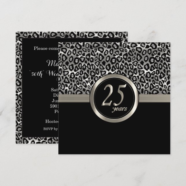 Grattis på 25-årsjubileet inbjudningar (Fram/baksida)
