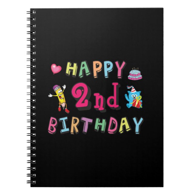 Grattis på 2-årsdagen. 2 år födelsedag. anteckningsbok (Framsidan)