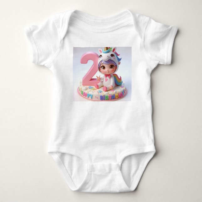 Grattis på 2-årsdagen Enhörning T Shirt (Framsida)
