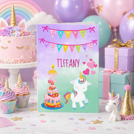 Grattis på 2-årsdagen Enhörning Tema Babyflicka Kort