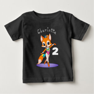 Grattis på 2-årsdagen Flicka Balettdansare Räv S T Shirt