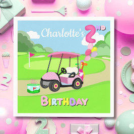 Grattis på 2-årsdagen Polka Dot Rosa Tjejgolf Pappersservett