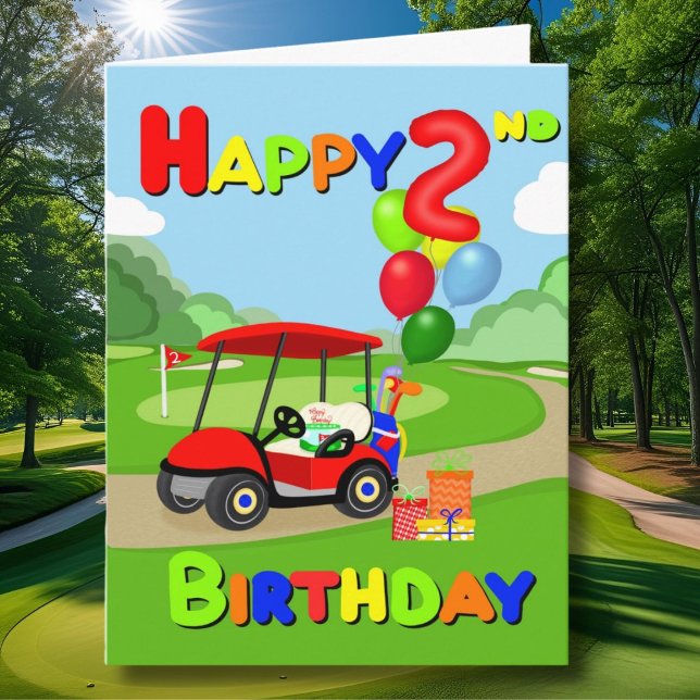 Grattis på 2-årsdagen Red Boys Golf Card Kort (Skapare uppladdad)
