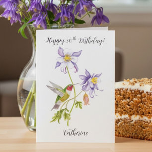 Grattis på 30-årsdagen Columbine med Hummingbird Kort