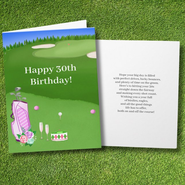 Grattis på 30-årsdagen Rosa Golfväska  Kort (Skapare uppladdad)