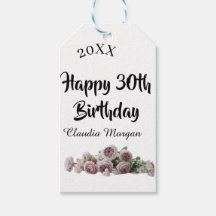 Grattis på 30-årsdagen rosa vit mauve blommig namn