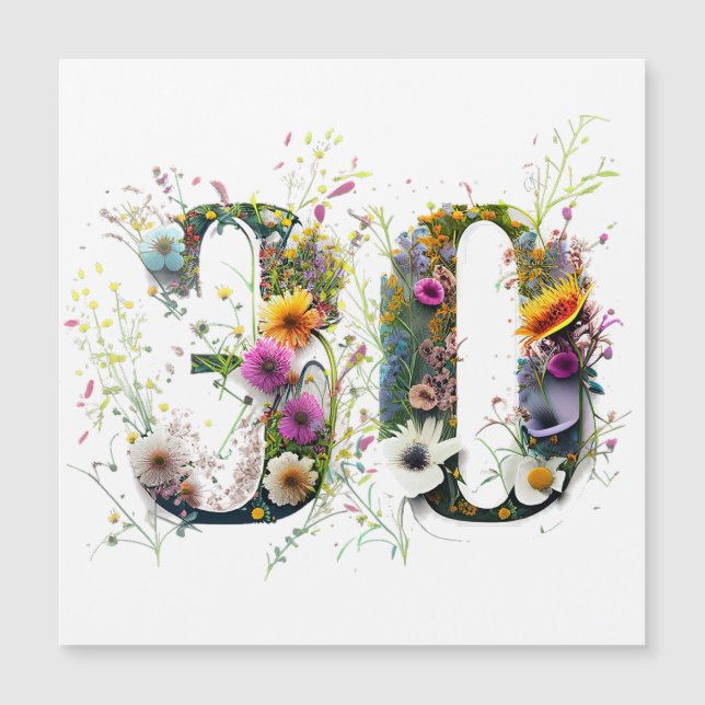 Grattis på 30-årsdagen Vilda blommor och fåglar (Framsida)