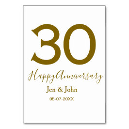 Grattis på 30-årsjubileum namn datum gyllene fetst bordsnummer