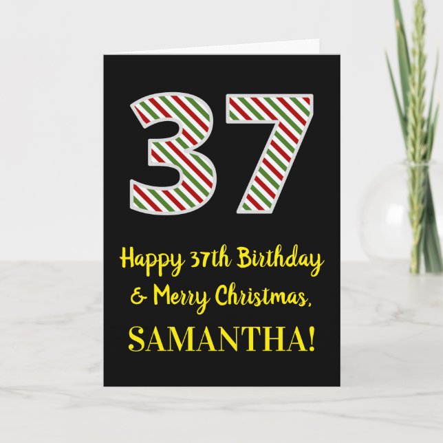 Grattis på 37-årsdagen & God Jul, Förnamn Efternam Kort (Framsida)