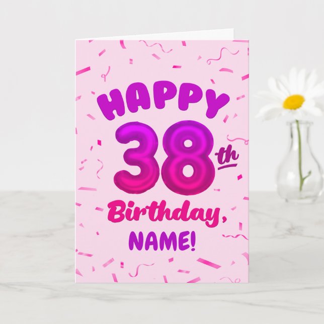 Grattis på 38-årsdagen kort med anpassat namn (Liten växt)