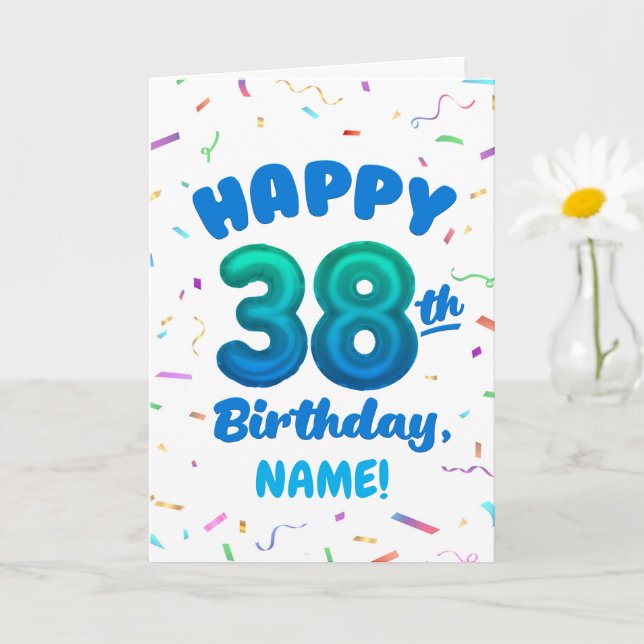 Grattis på 38-årsdagen kort med anpassat namn (Liten växt)