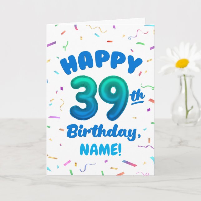 Grattis på 39-årsdagen kort med anpassat namn (Liten växt)