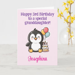 Grattis på 3-årsdagen, barnbarn, pingvin kort