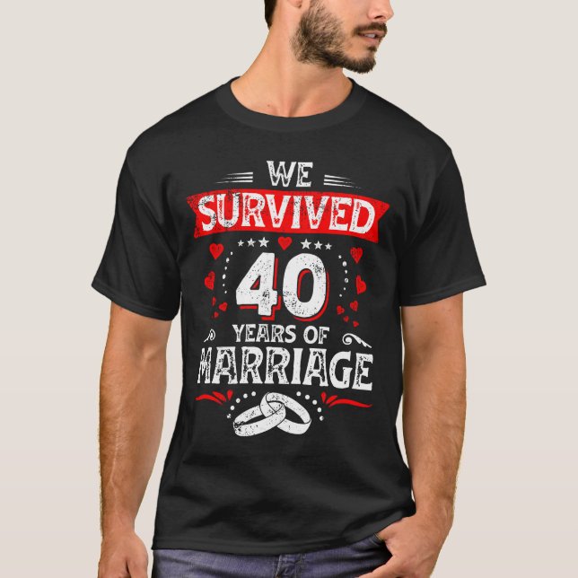 Grattis på 40-års bröllopsdag par årsdag t shirt (Framsida)