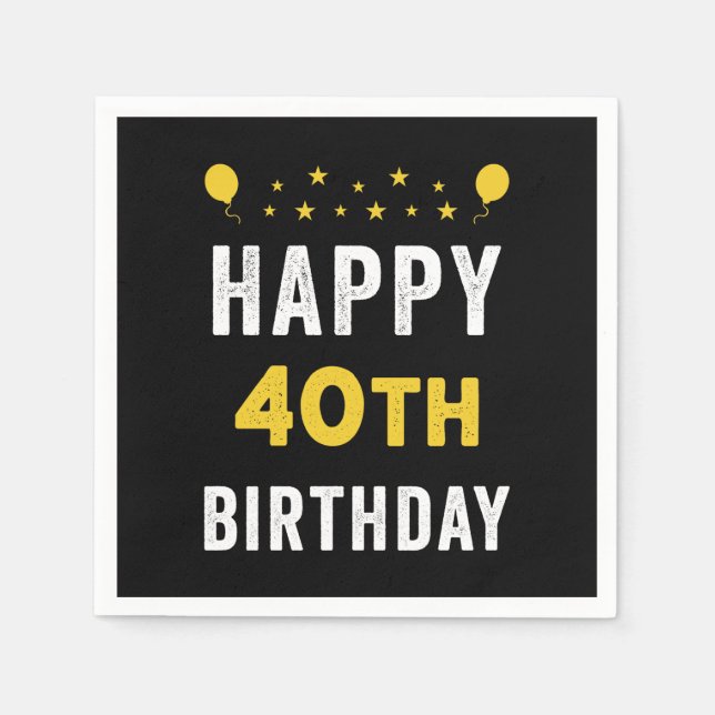 Grattis på 40-årsdagen fyrtioåring firande pappersservett (Framsidan)