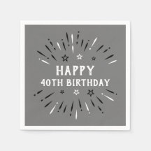 Grattis på 40-årsdagen fyrverkerier grå svart vit