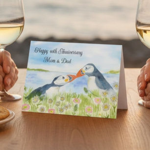 Grattis på 40-årsdagen Mamma & Pappa Lunnefåglar Kort