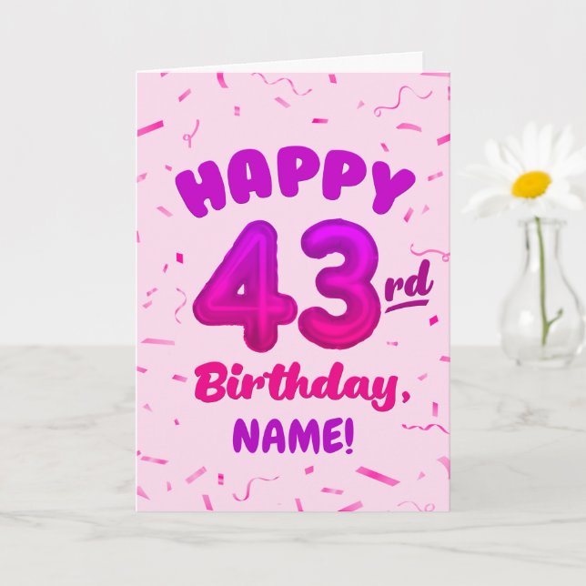 Grattis på 43-årsdagen kort med anpassat namn (Liten växt)