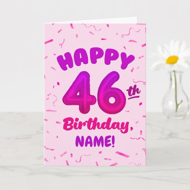 Grattis på 46-årsdagen Kort med anpassat namn (Liten växt)