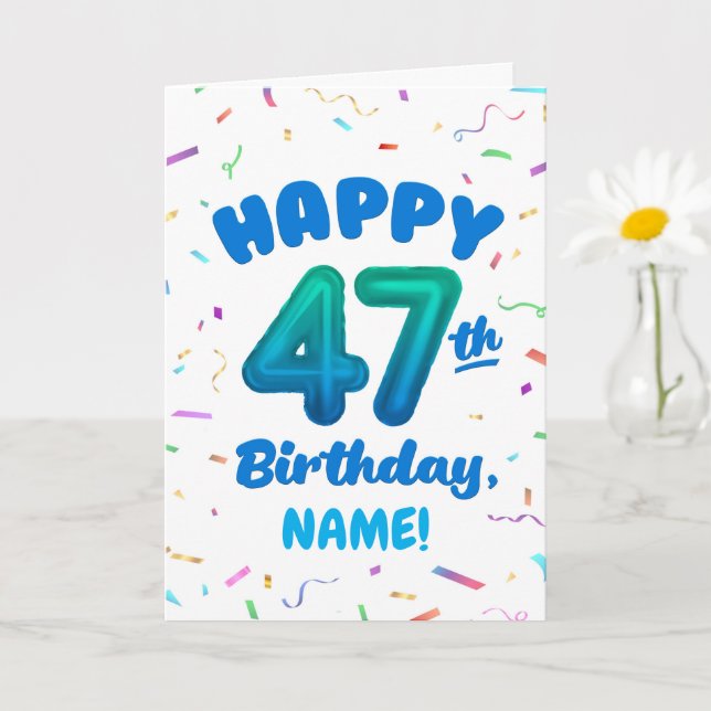 Grattis på 47-årsdagen kort med anpassat namn (Liten växt)