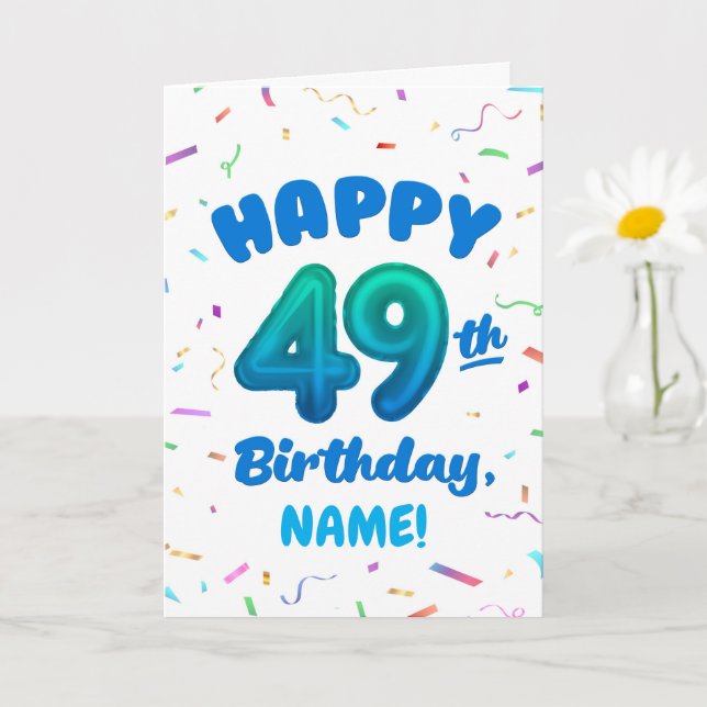 Grattis på 49-årsdagen kort med anpassat namn (Liten växt)