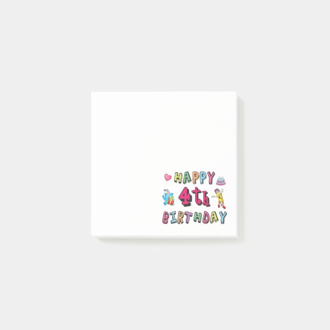Grattis på 4-årsdagen. 4 år födelsedag. post-it block (Framsida)