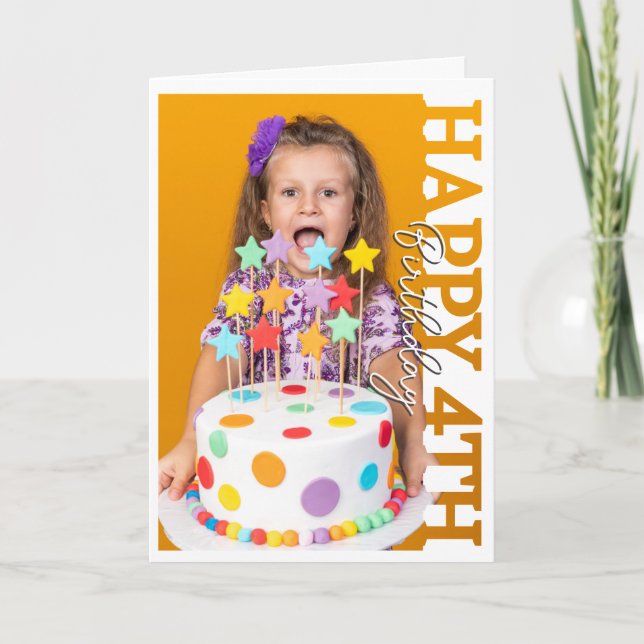 Grattis på 4-årsdagen Fotoalbum Kort (Framsida)