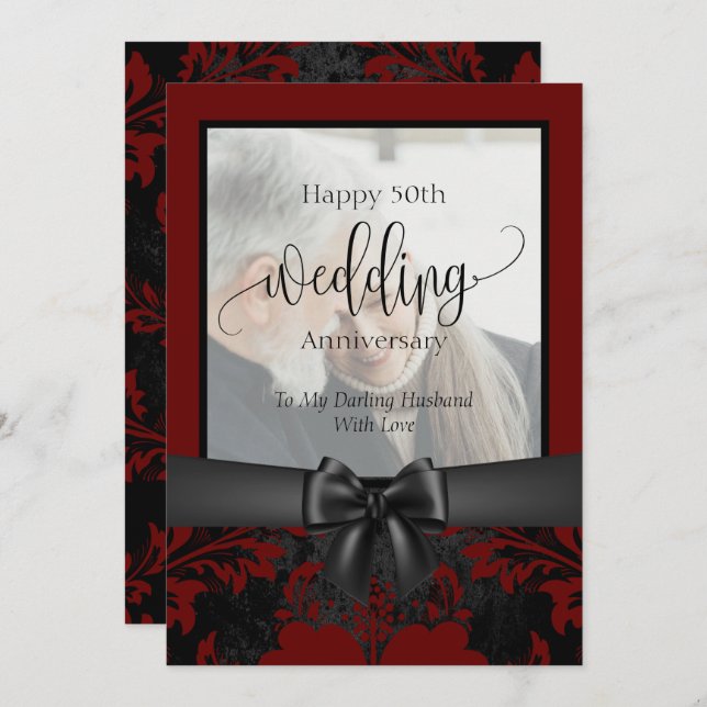 Grattis på 50-års bröllopsdag traditionell foto i inbjudningar (Fram/baksida)