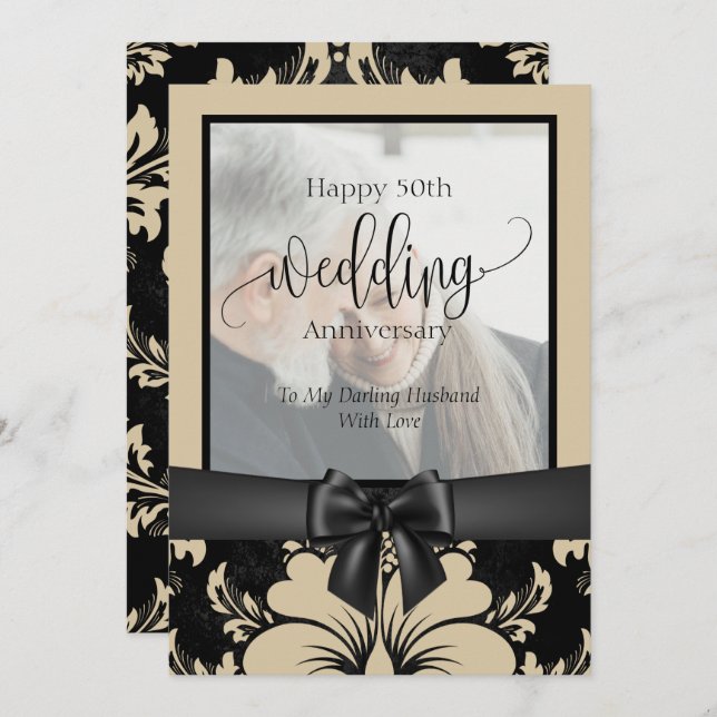 Grattis på 50-års bröllopsdag traditionell foto   inbjudningar (Fram/baksida)