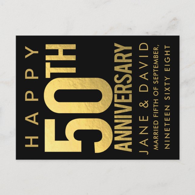 Grattis på 50-års gyllene bröllopsdag Personliggjo Vykort (Framsida)