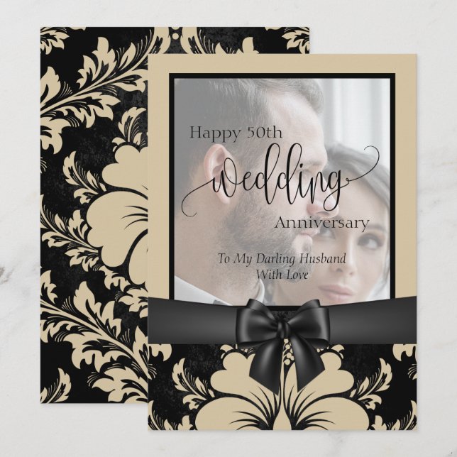 Grattis på 50-årsdagen för bröllopet traditionell  inbjudningar (Fram/baksida)