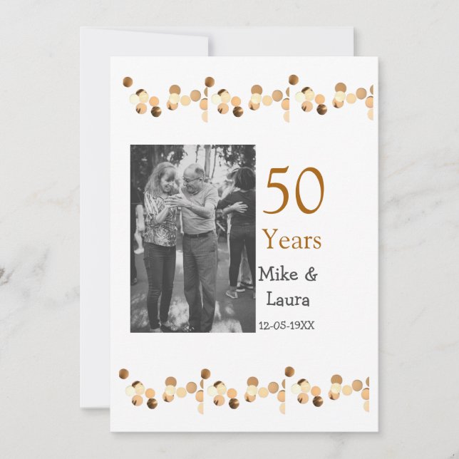 Grattis på 50-årsdagen lägg parets namn datum bröl inbjudningar (Framsida)