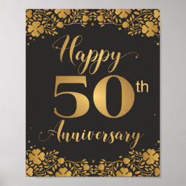 Grattis på 50-årsjubileum Gul bröllopsdag Jubileum Poster