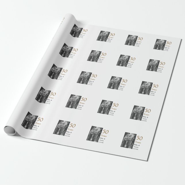 Grattis på 50-årsjubileum lägg par namn datum bröl presentpapper (Utrullad)