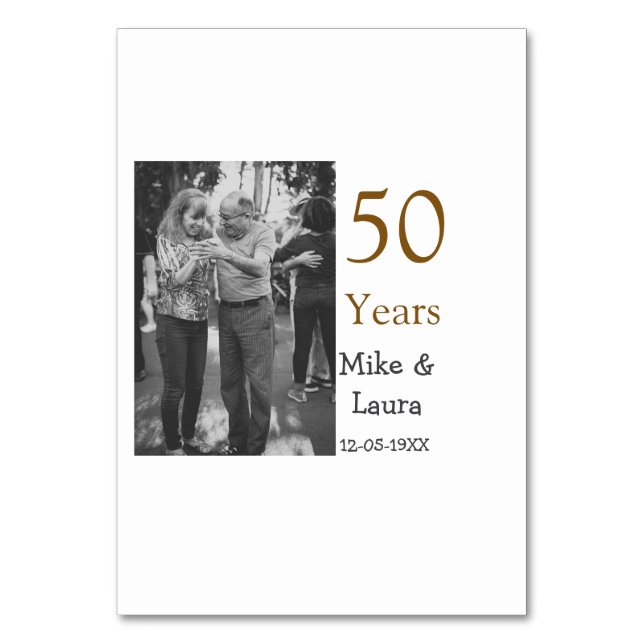 Grattis på 50-årsjubileum Lägg till parnamn datum  Bordsnummer (Framsidan)