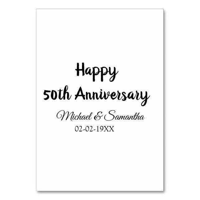 Grattis på 50-årsjubileum Lägg till parnamn datum  Bordsnummer (Framsidan)