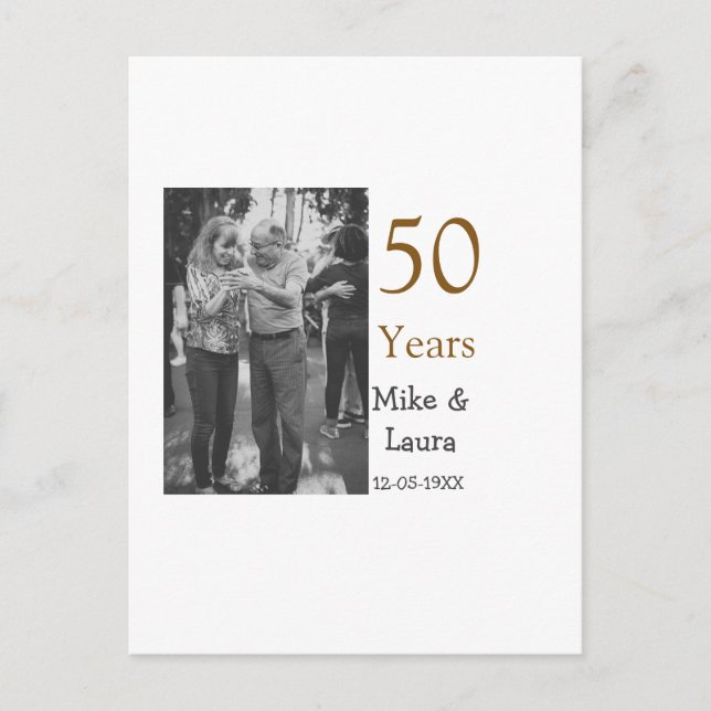 Grattis på 50-årsjubileum Lägg till parnamn datum  Vykort (Framsida)