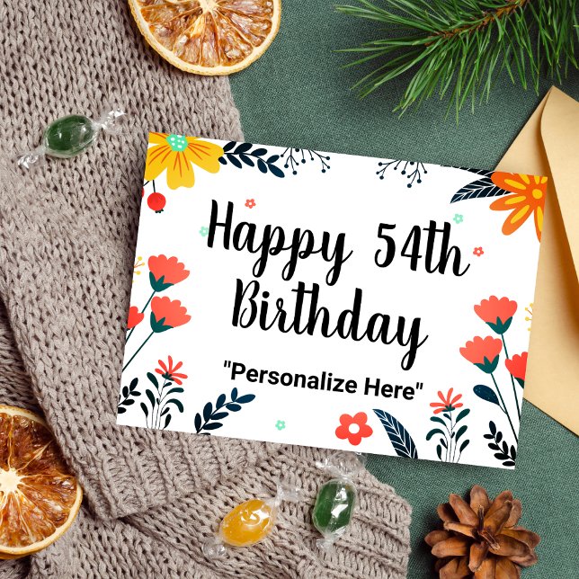 Grattis på 54-årsdagen  vykort (Happy 54th Birthday Postcard)