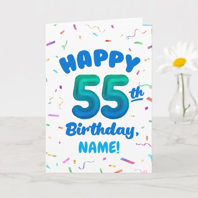 Grattis på 55-årsdagen kort med anpassat namn (Liten växt)