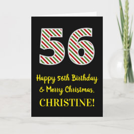 Grattis på 56-årsdagen och God Jul, Anpassat Namn Kort