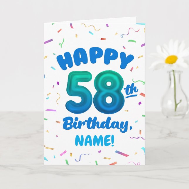 Grattis på 58-årsdagen kort med anpassat namn (Liten växt)