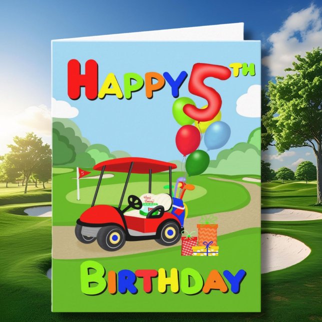 Grattis på 5-årsdagen Red Boys Golf Card Kort (Skapare uppladdad)