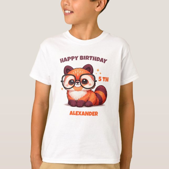 Grattis på 5-årsdagen Röda Panda T Shirt (Framsida)