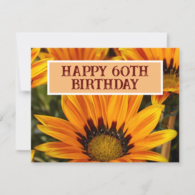 GRATTIS PÅ 60-ÅRSdagen SOLROS BLOMMA Inbjudningar (Framsida)