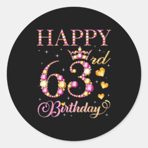 Grattis på 63-årsdagen 63 år gamla män kvinnor föd runt klistermärke