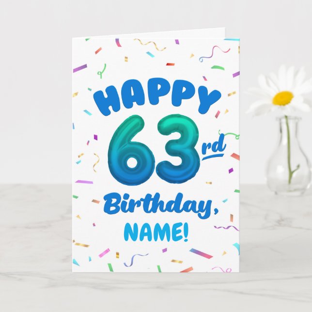 Grattis på 63-årsdagen kort med anpassat namn (Liten växt)
