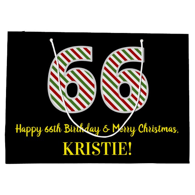 Grattis på 66-årsdagen och God Jul, anpassat namn (Baksidan)