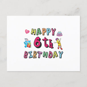 Grattis på 6-årsdagen 6 år gammal födelsedagsöverr vykort